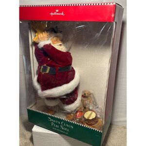 Hallmark Santa Claus Père Noël 14" Christmas Decoration Toy Bag Velvet Faux Fur